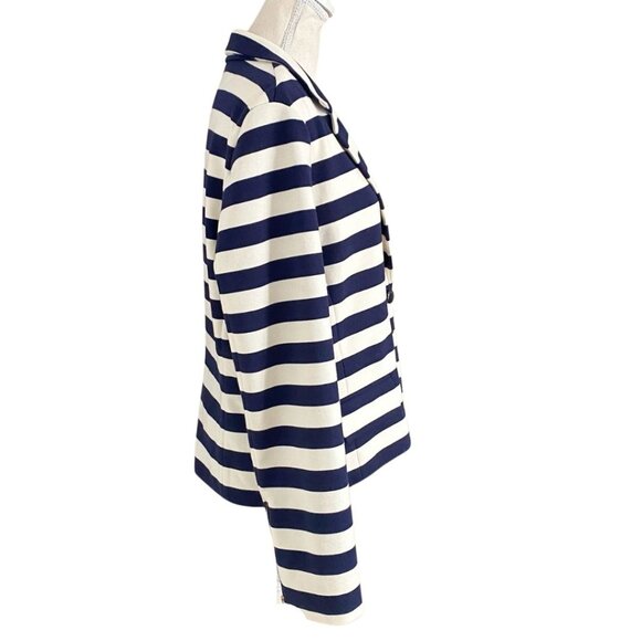 TORY BURCH AUGUSTA NAVY STRIPED NOTCHED LAPEL BLAZER - XL - Picture 3 of 11